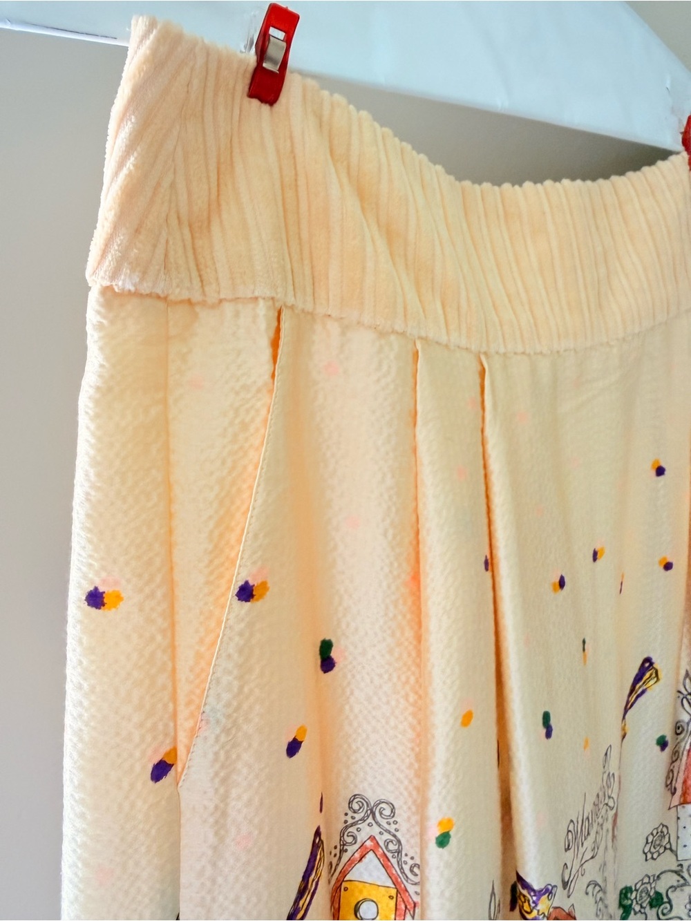 Rare Vintage MANOUSH 100% Silk Bird House Midi Skirt Cottagecore Whimsical Sz6 - Picture 10 of 12